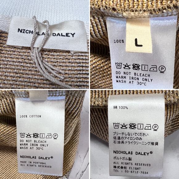 NEW Nicholas Daley Stripe Polo Shirt SIZE L Brown HOLIDAY GIFT CHRISTMAS PRESENT - Picture 3 of 12